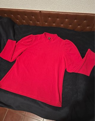Blusa Roja Mangas Abullonadas Talla 4XL