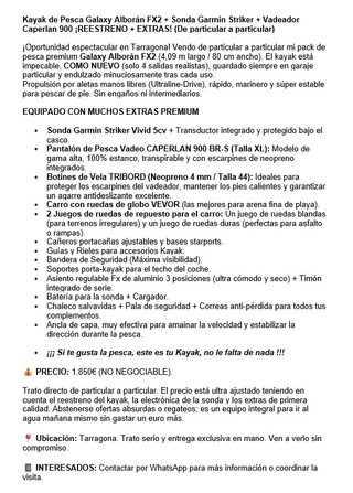 Kayak Pesca Alborán FX2 , PEDALES ALETAS