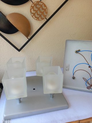 2 Lámparas Cubo Vidrio Mate