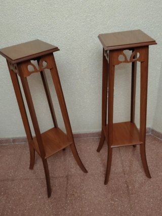 Pareja de Pedestales Madera Decorativos