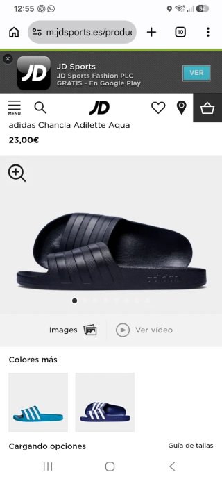 Chanclas Adidas Talla 40 Negras, unisex.