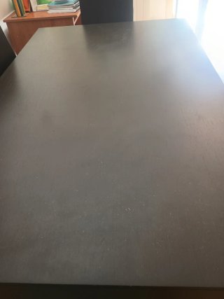 Mesa de comedor y 6 sillas oscuras