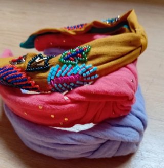 Diademas de tela con abalorios Muy coloridas