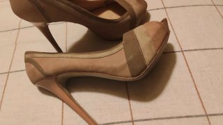 Zapatos de tacón Blanco peep toe