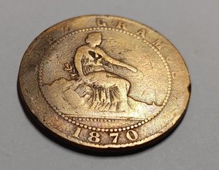Moneda 10 Céntimos Cobre 1870 España