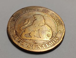 Moneda 10 Céntimos Cobre 1870 España