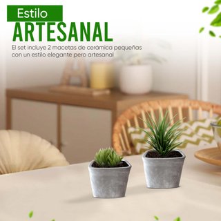 Set 2 Maceteros Piedra Gris