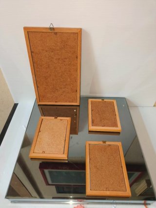 Set 4 Specchietti Cornice Legno Anni 70/80