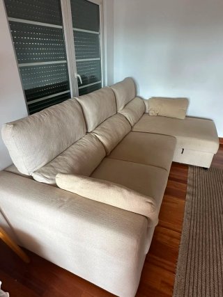 Sofá chaise longue beige tela