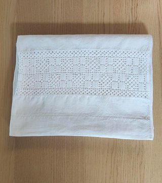 Lenzuolo Lino Bianco con Merletto Filet