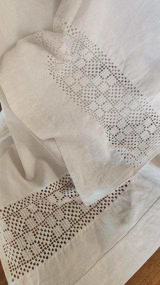 Lenzuolo Lino Bianco con Merletto Filet