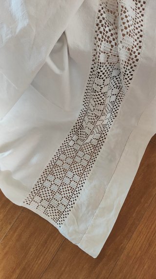 Lenzuolo Lino Bianco con Merletto Filet