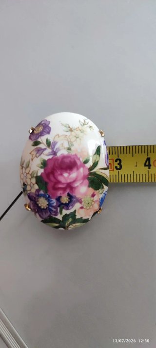 Broche Vintage Porcelana Flores Multicolor