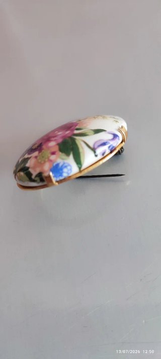 Broche Vintage Porcelana Flores Multicolor