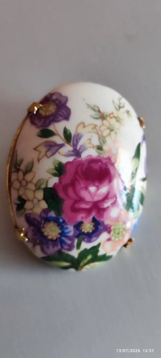 Broche Vintage Porcelana Flores Multicolor