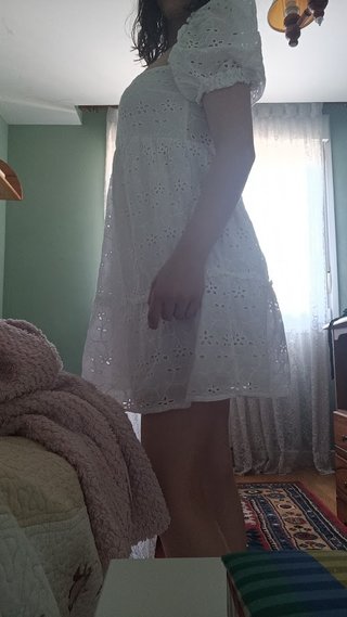 Vestido blanco bordado inglés