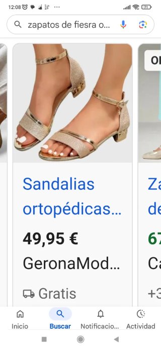 Sandalias fiesta tacón bajo doradas/rosas sin estr