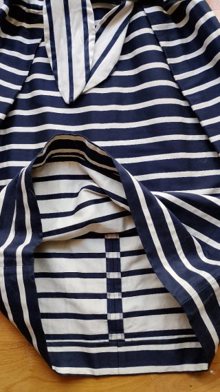 Vestido Carolina Herrera Rayas Azul Marino y Blanc