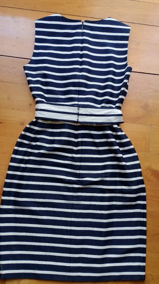 Vestido Carolina Herrera Rayas Azul Marino y Blanc