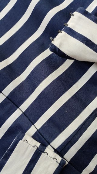 Vestido Carolina Herrera Rayas Azul Marino y Blanc