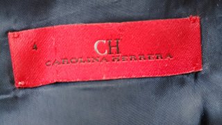 Vestido Carolina Herrera Rayas Azul Marino y Blanc