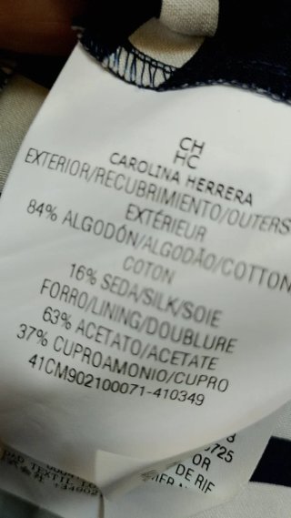 Vestido Carolina Herrera Rayas Azul Marino y Blanc