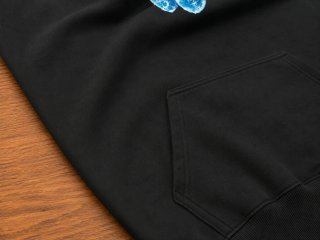 Black Oversized Hoodie Blue Cherries Graphic