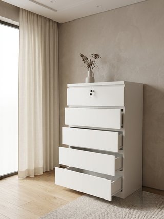 Cómoda blanca 5 cajones - Envio gratis