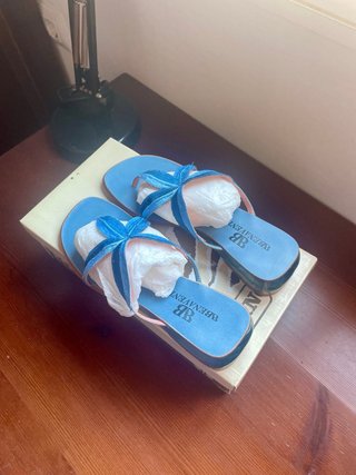 Sandalias Benavente Piel Azul Talla 37