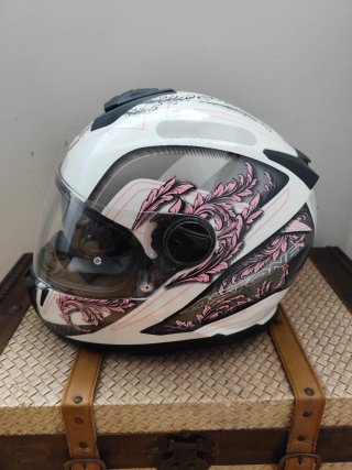 Casco de moto blanco con detalles TALLA M/ 57-58 c