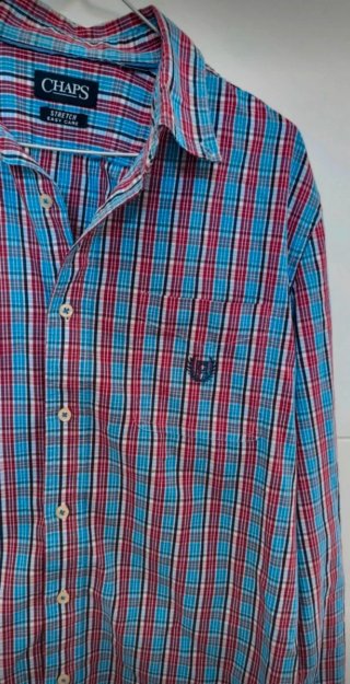 Camisa Chaps a cuadros Talla L hombre azul y roja