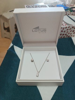 Conjunto Lotus Pendientes y Gargantilla Plata