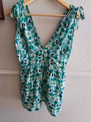 Blusa señora talla XL verde estampado