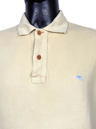 Etro Milano Polo Uomo L Beige Cotone Logo Pegaso