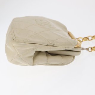 CHANEL Matelasse Chain Shoulder Bag Leather Ivory