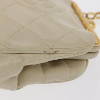 CHANEL Matelasse Chain Shoulder Bag Leather Ivory