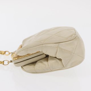 CHANEL Matelasse Chain Shoulder Bag Leather Ivory