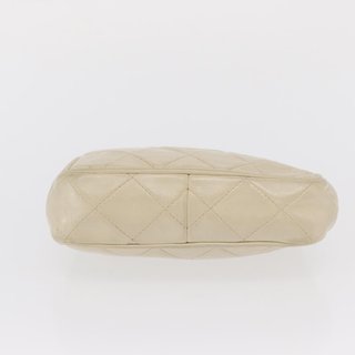 CHANEL Matelasse Chain Shoulder Bag Leather Ivory