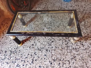 Mesa de centro cristal y metal