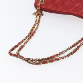 CHANEL Matelasse Chain Shoulder Bag Leather Red
