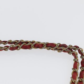 CHANEL Matelasse Chain Shoulder Bag Leather Red