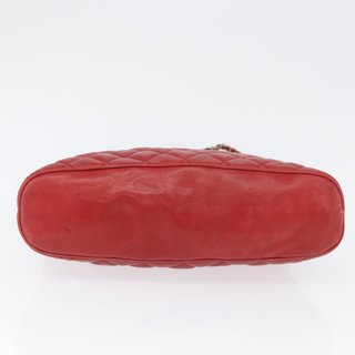 CHANEL Matelasse Chain Shoulder Bag Leather Red