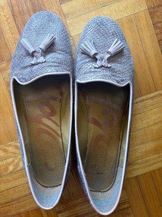 Mocasines bailarina beige, marron con pompón