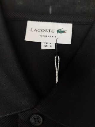 Polo Lacoste Negro con 3 Botones Talla L