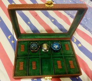 Scatola per 10 orologi in pelle marrone