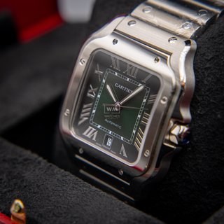Reloj Cartier Santos Acero Esfera Verde Nuevo