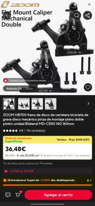 Frenos Zoom HB700 Bicicleta