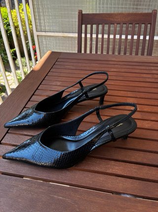 Zapatos ZARA tacón negros piel serpiente