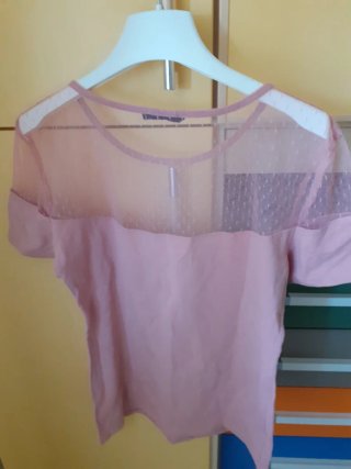 T-shirt Terranova rosa con dettagli in tulle