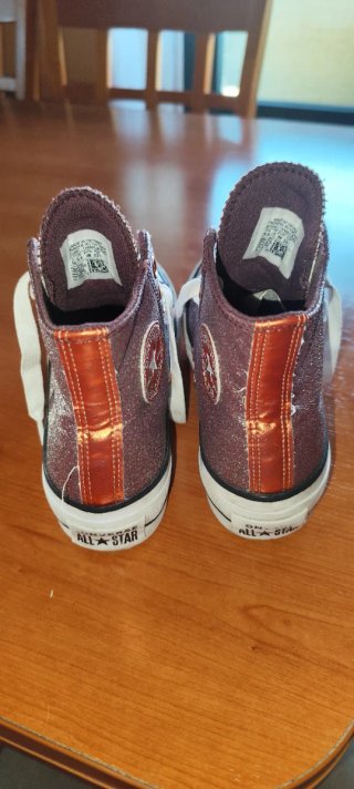 Converse Mujer Plata Rosa Brillo